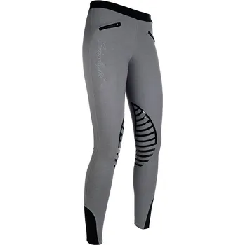 Jezdecké kalhoty Jezdecké legíny silikonová kolena HKM Barva: šedá, Velikost: 40