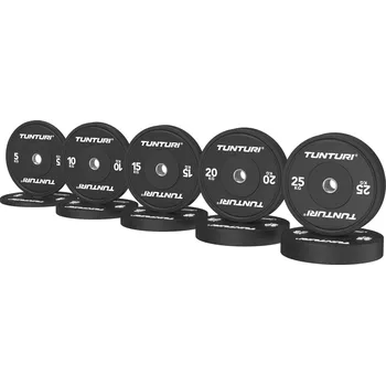 Set Olympijských Bumper kotoučů TUNTURI Platinum Černý - 150 kg