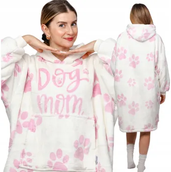 Dámská mikina DEKA oversize mikina silná MIKINA MIKINOVÁ DEKA 2v1 XXL Vzorovaná chlupatá mikina s motivem Deka maminky