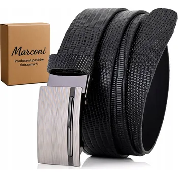 Opasek KOŽENÝ pánský Pásek 3,5 cm AUTOMATICKÁ spona k obleku i k džínám UNIVERZÁLNÍ ČERNÝ