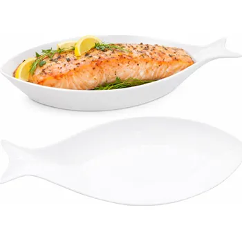 SALÁTOVÁ MÍSA PORCELÁNOVÁ BÍLÁ 35 CM TVAR RYBA MISKA