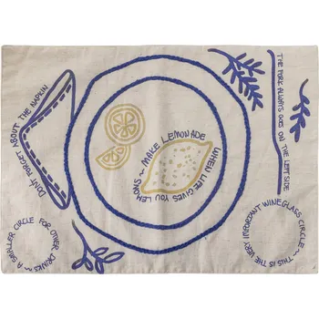 Talíř Bloomingville, Prostírání pod talíř Limone 33 x 48 cm béžovo-modré - Formadore