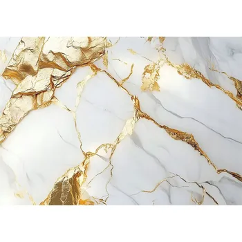 Fototapeta FOTOTAPETA MARMOR ZLATÝ BÍLÝ GLAMOUR NA ZEĎ LOŽNICE OBÝVACÍ POKOJ 350x250