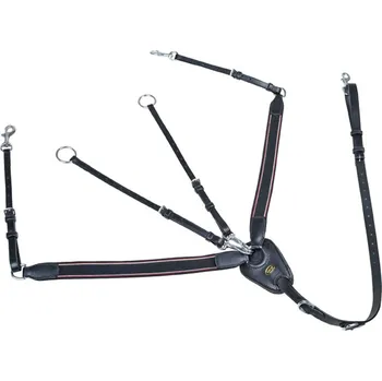 Vybavení pro koně Poprsník HKM s martingalem a gumou – kožený Barva: černá, Velikost: FULL