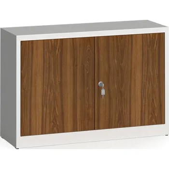 Policová skříň Alfa 3 Svařované skříně s lamino dveřmi, 800 x 1200 x 400 mm, RAL 7035/ořech