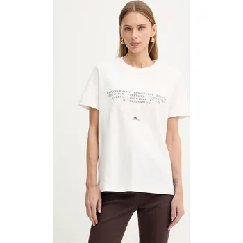 Pánské tričko Bavlněné tričko Elisabetta Franchi MA69P61E2 béžová 01X, vel. 36