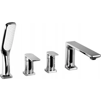 Vodovodní baterie Volně stojící vanová a sprchová baterie s jednou pákou Corsan Trino, stříbrná