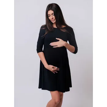 Těhotenské šaty Těhotenské a kojící šaty 3v1 Claire - černé, 3/4 rukáv Velikost: XS