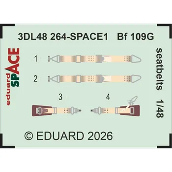 Plastikový model Eduard 1/48 Bf 109G seatbelts SPACE