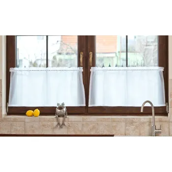 Dekoria Vitrážová Záclona z voálu, rovná, bílá, na míru