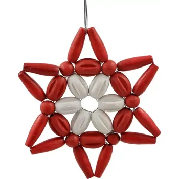 Vánoční ozdoba Hvězda na vánoční stromek červeno-bílá