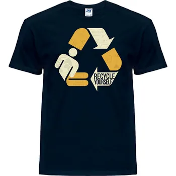 Pánské tričko panske_levne_tricko_potisk_recykluj_sebe Barva: Navy - tmavě modrá, velikost: L