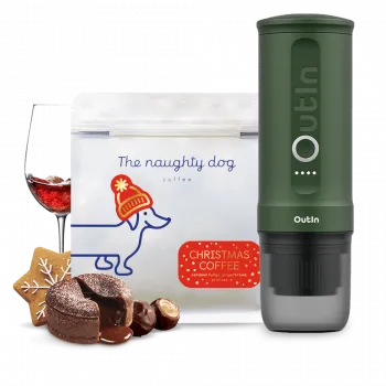 Příprava kávy The naughty dog vánoční edice Outin set - Forest Green