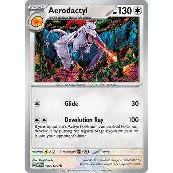 Sběratelská karetní hra Aerodactyl MEW 142/165 - reverse holo