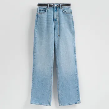 Dámské džíny Reserved - Džínové kalhoty s&nbsp;páskem - tyrkysová - 629HF-56J - 629HF-56J-44