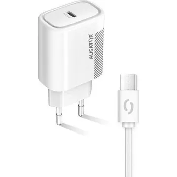 Nabíječka do sítě Aligator USB-C PD 20W + USB-C kabel (CHPD0003), bílá
