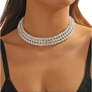 Náhrdelník KOLIA obojek se zirkony efektní na oslavu chic elegantní wow efekt
