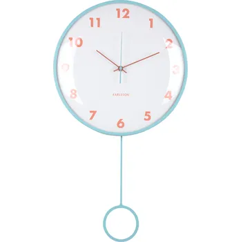 Karlsson, Nástěnné hodiny s kyvadlem Cheeky Dome, pastelově modré - Formadore
