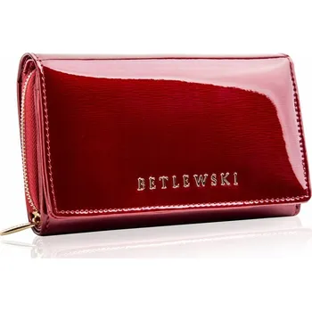 Peněženka Peněženka Betlewski kožená červená velká RFID horizontální se západkou, 8 přihrádek