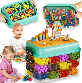 Úložný box LEGO ORGANIZÉR NA KOSTKY HRAČKY KRABIČKA S PATROVÝMI PŘIHRÁDKAMI