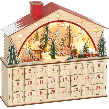 Vánoční dekorace HOMCOM Adventní kalendář 36 x 10 x 34 cm | vícebarevný