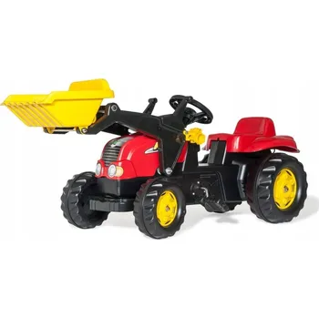 Dětské šlapadlo Traktor pro děti Rolly Kid s lžící a přívěsem Červený Rolly Toys 023127