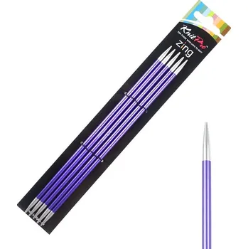 Jehlice Ponožkové kovové jehlice Knitpro Zing 20 cm 3,75 mm