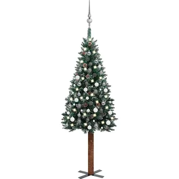 Vánoční stromek vidaXL Úzký vánoční stromek s LED a sadou koulí zelený 180 cm