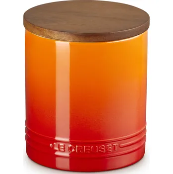 Dóza na potraviny Le Creuset, Kuchyňská dóza Le Creuset, s dřevěným víkem, 1,1 l, oranžová Flame - Formadore