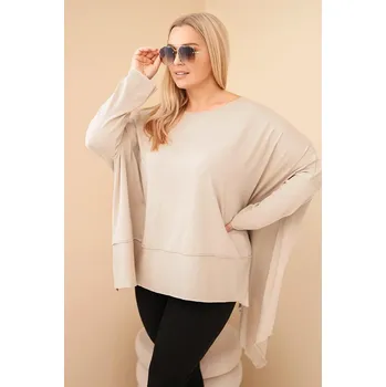 Dámská tunika Dámská tunika Plus Size z bavlny s asymetrickým lemem béžová UNI