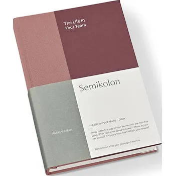 Diář Semikolon, Zápisník Natural Affair 5-Year Journal A5 růžovo-bordová - Formadore