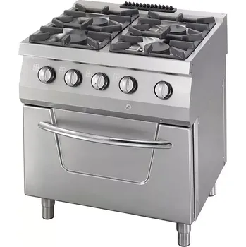 Kuchyňský gril Maxima Heavy Duty sporák - 4 hořáky - dvojitá jednotka - hloubka 70 cm - 37 kW - plyn včetně trouby | 09396113