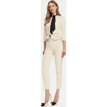 Elisabetta Franchi Kalhoty z materiálu PA-T71-51E2-V360 Écru Regular Fit 40
