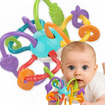 Hračka pro kojence CHRASTÍTKO A KOUSÁTKO 2V1 SENZORICKÁ HRAČKA SPIRÁLA MĚKKÁ BAREVNÁ KOSMOS