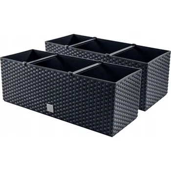 Květináč 2x Balkonový truhlík s efektem ratanu DRT500 Antracit