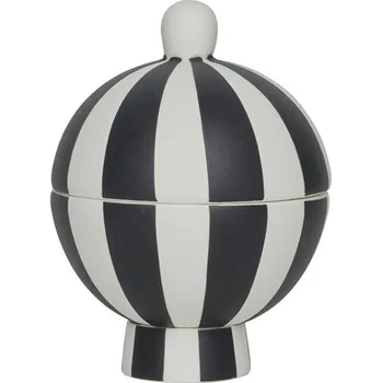 Úložný box OYOY, Dekorativní nádoba Toppu, 8,5 cm, černo-bílá - Formadore