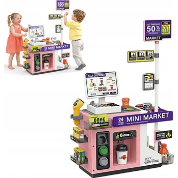 Hra na obchod MINI MARKET PRO DĚTI OBCHOD 24H POKLADNA SKENER PŘÍSLUŠENSTVÍ