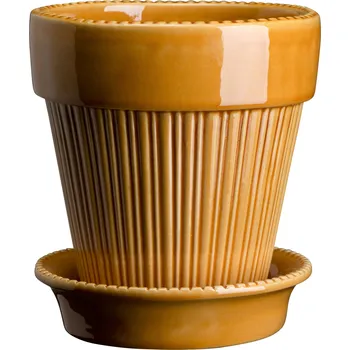 Bergs Potter, Malý květináč Simona s podstavcem s glazurou 14 cm žlutý - Formadore