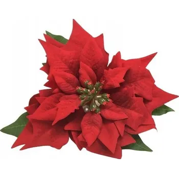 umělá květina VELUROVÁ HVĚZDA velká vánoční hvězda ČERVENÁ jako živá do kytice