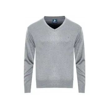 Pánský svetr Pánský svetr - V 501 A.GRI vlněný šedý klasický výstřih do V elegantní teplý