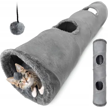 Hračka pro kočku Mersjo Subway plyšový tunel pro kočky 120 x 25 cm šedý