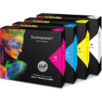 Sublimační inkoust Sublisplash EPN+ pro Epson WorkForce 8090 62 ml - cyan/azurová