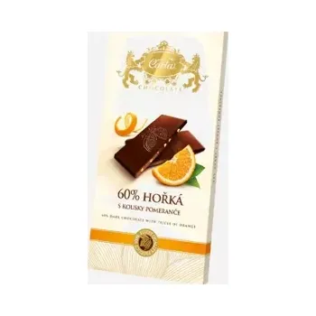 Čokoláda Hořká čokoláda 60% s kousky pomerančů 80 g