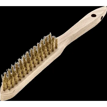 Drátěný kartáč Lessmann 105431 | Ruční kartáč Standard dřevěná rukojeť 3-radová, zvlněný pomosazený drát 0,30,