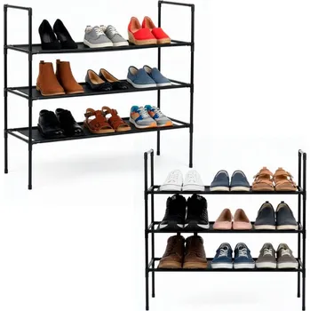 Nábytek Kovový botník 3 police SPRINGOS HA7548 černý