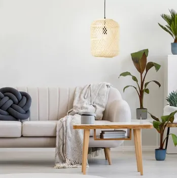 Brilliant 99889/09 Závěsné svítidlo MESA černé + přírodní ratan