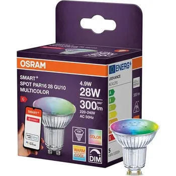Stojací lampa OSRAM SMART LED bodové světlo PAR16 reflektor GU10, 4,9 W ZigBee 3.0, RGBW 16 milionů barev,