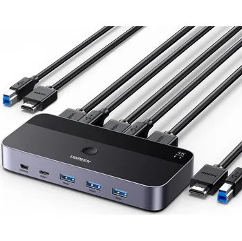 Switch KVM přepínač Ugreen CM664 HDMI switch 2v1 4K 60Hz USB 3.0 + USB C