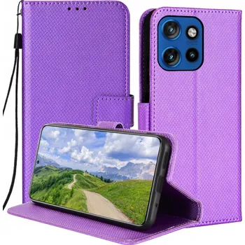 Pouzdro na mobilní telefon Flipové pouzdro RCBR pro Motorola edge 50 Neo DIAMOND WALLET fialové