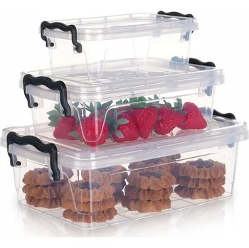 Dóza na potraviny Nádoby na potraviny s víkem 0,6/1,2/2 l 3 ks